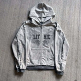 Fongt Personality Zippered Sweatet Double-Layer Fake Two-Piece Hooded Jacket Trendy Street Casual Sweating