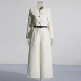 Fashion High-End Set 2025 New Temperament Small Fragrant Coat + Belt Design Feeling Trousers