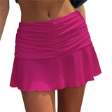 Boho Beach Skirts Summer High Waist Floral Printing Ruched Slim Short Mini Skirt A-line Bottoms Party Vacation