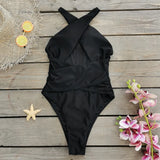 Pure Black Cross-Sectional Sexy Swimsuit Women 2025 New Sleeveless