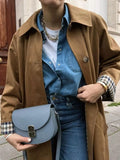 Fongt Temperament POLO Sweater Women Autumn And Winter Kaqi Single Buckle New Coat