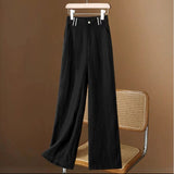 Fongt Lazy Pendant Summer New Straight Slack Panties Women Loose Design Feel White Linen