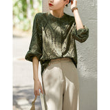 Fongt First-Line Brand Counter Mall Withdrew The Ribbon Women's Clothing Hollow Pane Embroidered Round Shirt Top