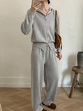 Fongt Sweater Set Women Loose Soft Jacket Sweater Cardigan + Wide Leg Pants Two Sets