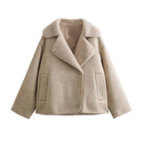 Fongt And Autumn Women's Fashion Temperament Collar Hot Double-Sided Jacket Pocket Coat D1 2439