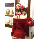 Fongt Price Of New Year's Red Sweater Women's New Autumn And Winter Thicken A Word On The Shoulder Snake Year's Life Year Bottom Shirt