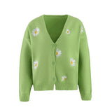 Fongt Ladies Sweater Single Breasted Qiuju Embroidered Coat Sweater Women's