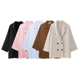 Fongt Wind Wrinkle Effect Double Buckle Blazer 4387127 Wrinkle Effect Pants 4387027 Set