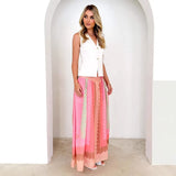 Fongt New Seaside Holiday Dress Print Strap Big Skirt National Style Skirt