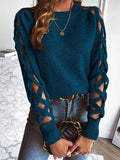 Fongt And Winter Sweater Women's Hollow Cloth Splicing Long-Sleeved Knitted Shirt Collar Coat