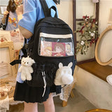 Fur-Ball Backpack Women Waterproof Backpacks for Teenage Girls Schoolbag Transparent Drawstring Pocket Student Travel