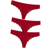 3Pcs Sexy G String & Thongs Women's Set Panties Solid Female Underwear Mid-Rise Silky Ladies Briefs Comfort Seamless
