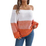 Fongt Shooting 2025 Autumn And Winter Casual Spell Shoulder Lantern Sleeve Sweater Women's Clothing