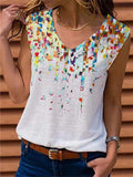 Loose Sleeveless V-neck Printed Vest