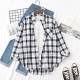 Blouses Shirts Womens Tops And Blouses 2020 Womenswear Long Sleeve Clothing Button Up Down Shirt Plaid Korean Female