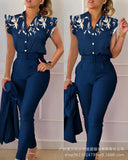Series) 2023 Women's Red Print Shirt Pantsuit-With A Belt-Outfit
