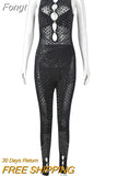 Summer Sexy Diamond Jumpsuits Women Sleeveless Cut Out Mesh Sheer Patchwork Bodycon One Piece Rompers Fitness