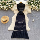 Fongt Lady Senior Sense Sleeveless Dress Women Summer Collar Collar Drill Body Design Light Luxury Fishtail Long Dress