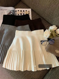 Knitted Pleated Mink Skirt-Outfit