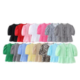 Fongt New Bubble Sleeve With Solid Color Short Top 1213835
