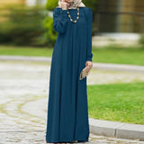 Women Casual Long Sleeve Solid Maxi Long Dress Vestido Autumn Loose Sundress S- Kaftan Abaya Dubai Hijab Muslim