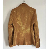 Fashion 2023 Designer Blazer Party Women's Lion Metal Buttons Double Breasted Blazer Jacket Outer Wear