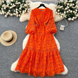 Fongt Fashion Dress Women 2025 Spring New French Waist Display Thin Hollow Hook Lace Leaves Side Dress