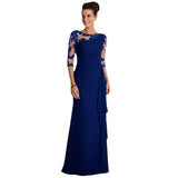 Fongt Spring And Summer Wish New Explosive Long Lace Perspective Round-Neck Sleeve Dress