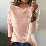Fongt Sheintemu Autumn And Winter Round Collar Long-Sleeved Button Sweater New Female
