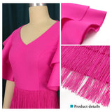 Fongt Collared Leaf Sleeve High-Waist Eso Party Suit Women's Dress Dress