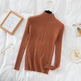 Fongt Collar Sweater Bottomed Women's Long-Sleeved Top 2024 Autumn And Winter New Button Tight Knitted
