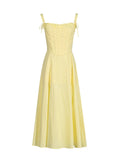 Fongt Elegant Wind 2025 Spring New Three-Dimensional Fish Bone Tie + Yellow Thoracic Dress Suit