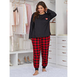 Fongt Pajamas Love Print Fat Mm Plus Size Long Sleeve Two Sets Of Home Clothing-Outfit