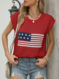 Fongt New Hot Independent Yen Collar Flag Top Solid Color Knit Shirt Short-Sleeved Sweater Woman