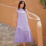 Long Simple Casual Solid Hollow Out Pure Cotton Holiday Style High Waist Fashion Mid-Calf Summer Dresses NEW