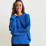 Elegant Knitted Women Sweater Pullover Autumn Green Crew Neck Long Sleeve Female Sweaters Fashion Solid Simple Lady