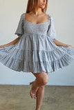 Gingham Babydoll Dress 703-0-Outfit