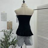 Fongt Kitten Print Bow Sweetheart Hottie With Chest Pads With Chest Bra Vest Wooden Ear Top 1270