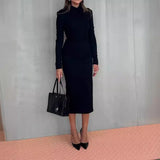 Fongt New Collar Long Sleeves-Body-Groomed-Up Dress