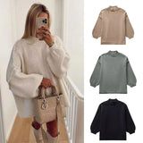 Fongt Women's ZA Street Fashion Multi-Colored Half-Neck Knitwear Jacket
