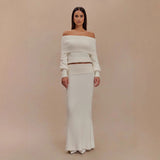 Fongt Women's Clothing 2025 Autumn New Breast-Wear Sexy Open Shoulder Half-Dress Suit Female