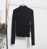 Half High-Necked Bottomed Shirt Women's Autumn And Winter New Bow Embroidery Inside The Top Of The Jacket T-Shirt