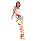 Fongt Women's Dress Street Fashion Personality Colorful Sleeveless Sexy Dress Dress