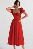 Fongt New Summer Fashion Bubble Sleeves With Open Fork Dress Dress Woman Summer