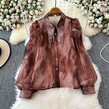 Fongt Ancient Port Style Design Sense Niche Shirt Women Autumn New French Temperament Age Reduction Lantern Sleeve Chic