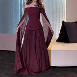 Fongt Summer New Women's First-Word Collar Mesh Spliced Elegant Dress