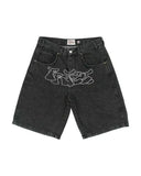 Sales Shorts Y2K Pants Harajuku Hip-Hop Lucky 7 Pattern Retro Blue Baggy Jeans-Outfit