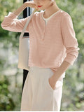 Fongt Fake Two Splicing Texture T-Shirt Girl 2025 Spring Intellectual Elegant Texture Sense Thin Age Blouse