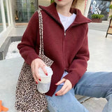 Women's Coat Spring And Autumn Lazy Style 2024 New Knitted Cardigan Zipper Korean Version Of The Internet Celebrity Loose And Gentle-Outfit