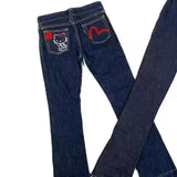 Autumn New Casual Wide-Leg Pants Street Trend Hello Kitty Printed Jeans Loose Straight Pants-Outfit